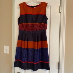 Loft navy, red and orange sleeveless dress.